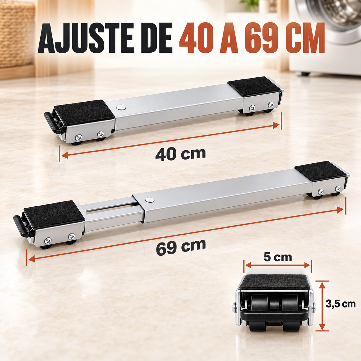 MoveMax - Suporte Rodinhas para Eletrodomésticos com Freio
