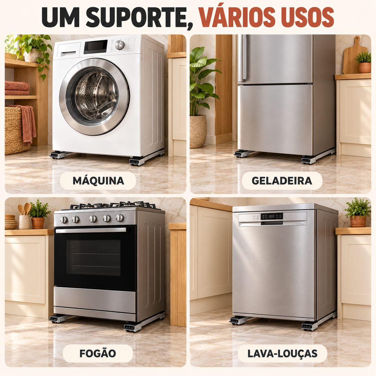 MoveMax - Suporte Rodinhas para Eletrodomésticos com Freio