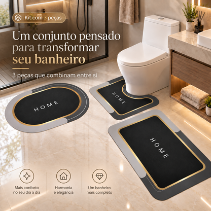 Kit 3 Tapetes de Banheiro Antiderrapante e Absorvente