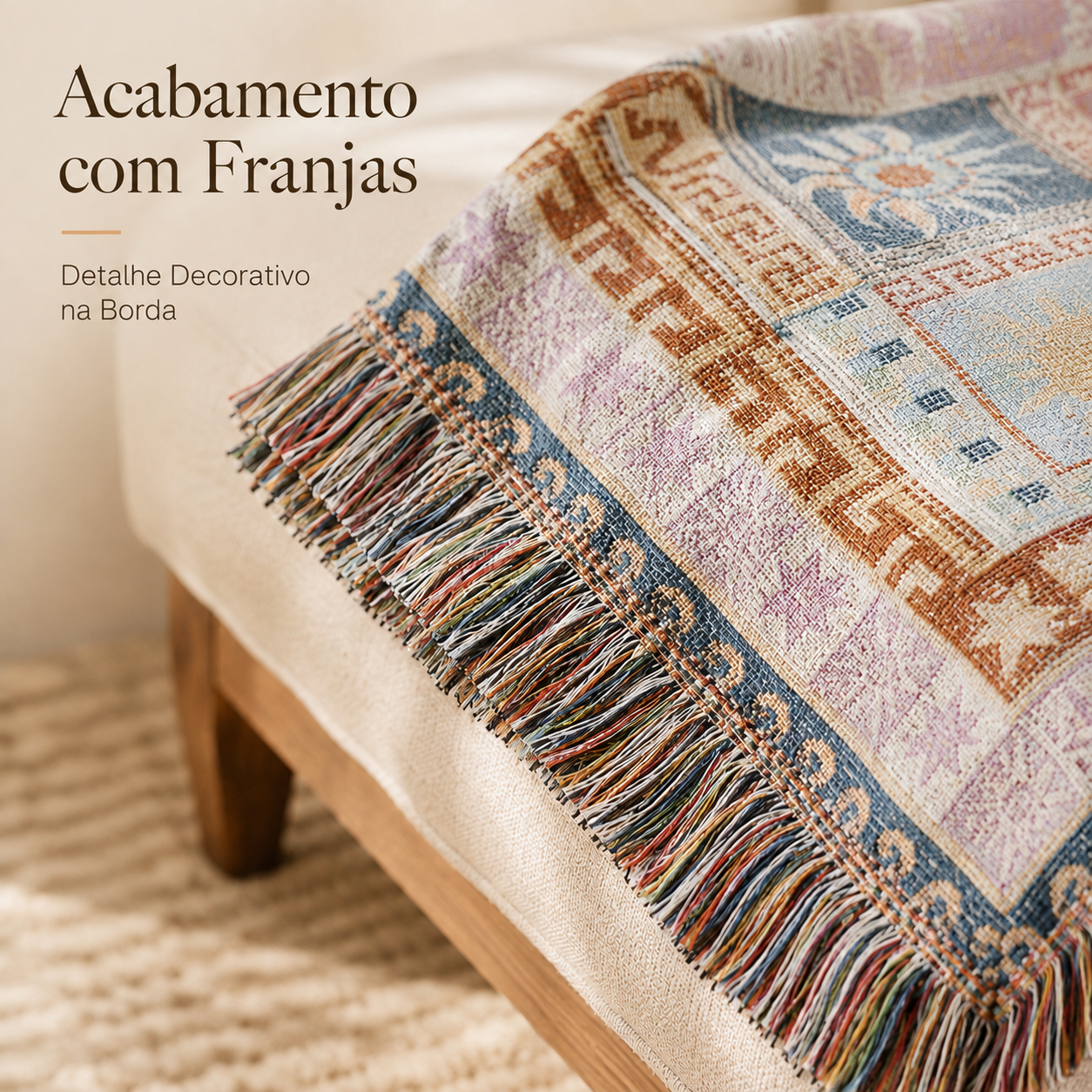 Manta Decorativa Sol & Lua – Estilo Boho