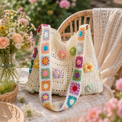 Bolsa Transversal Floral Patchwork