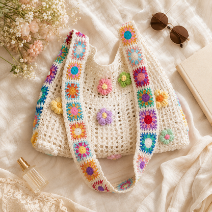 Bolsa Transversal Floral Patchwork