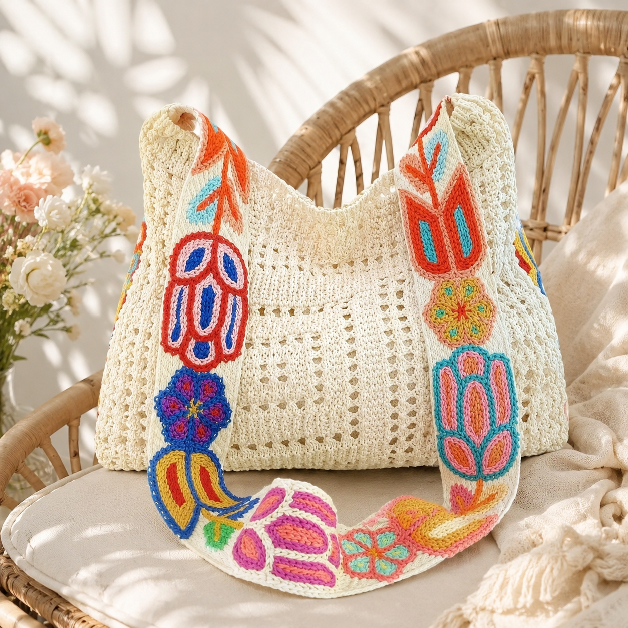 Bolsa Transversal Floral Patchwork