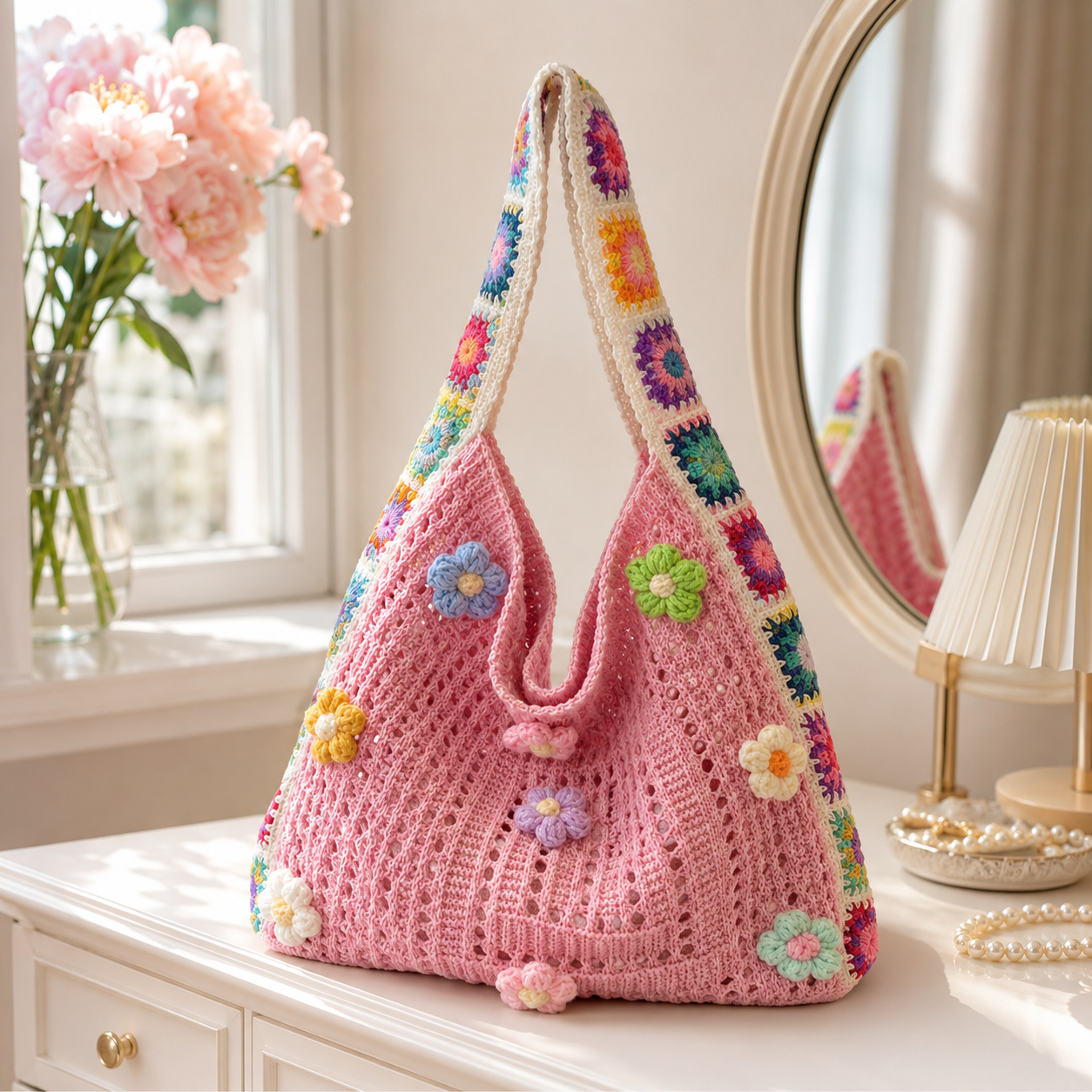 Bolsa Transversal Floral Patchwork