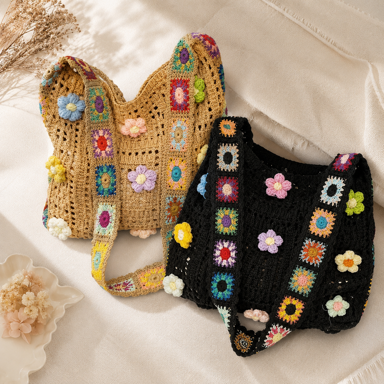 Bolsa Transversal Floral Patchwork