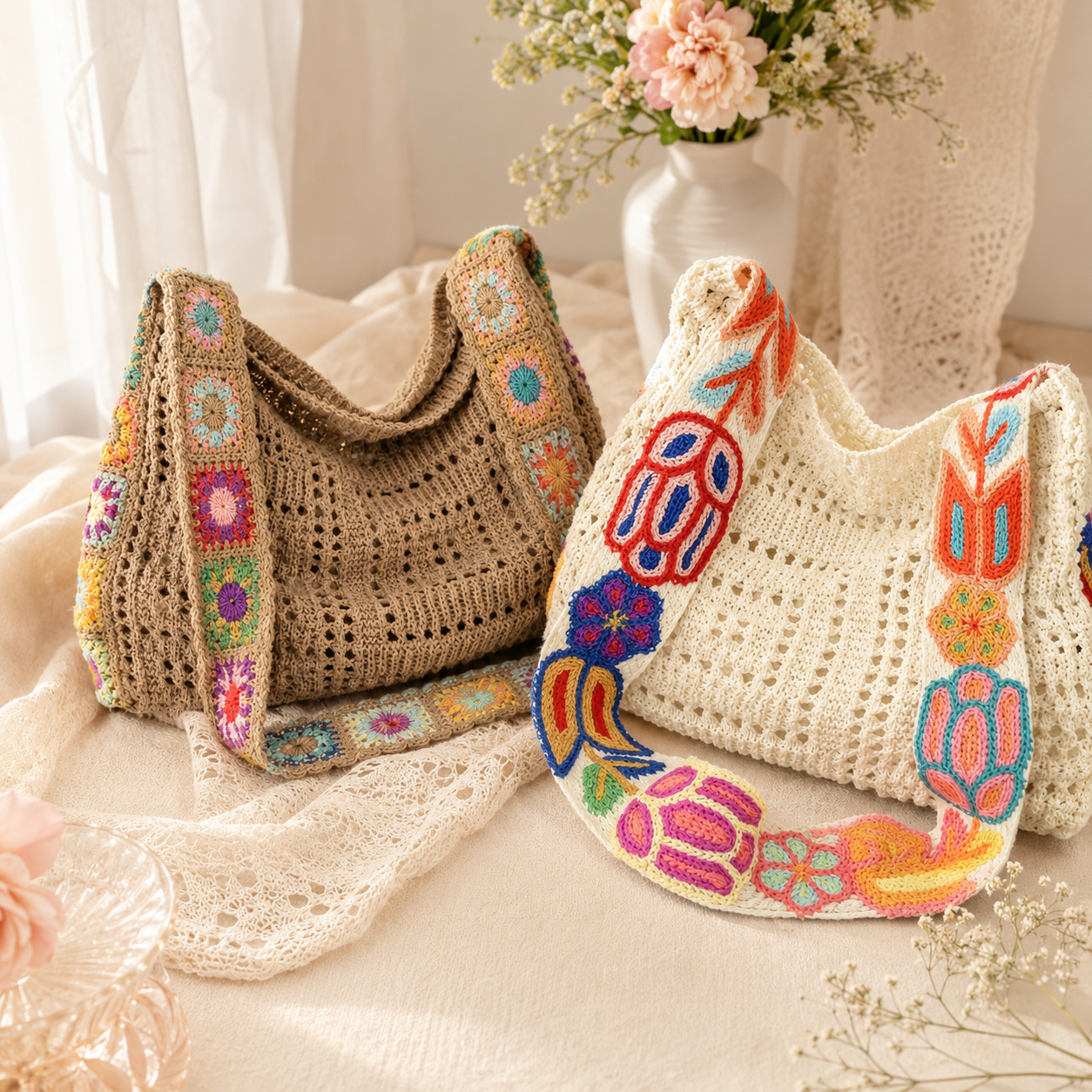 Bolsa Transversal Floral Patchwork