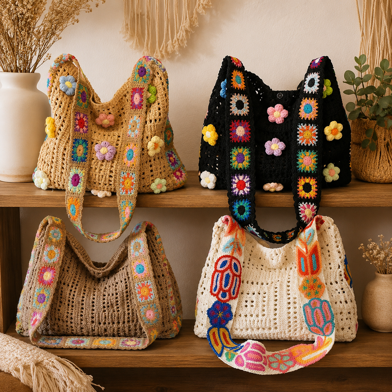 Bolsa Transversal Floral Patchwork