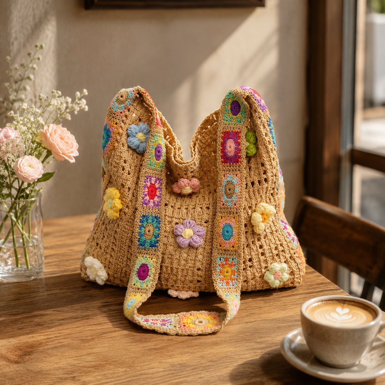 Bolsa Transversal Floral Patchwork