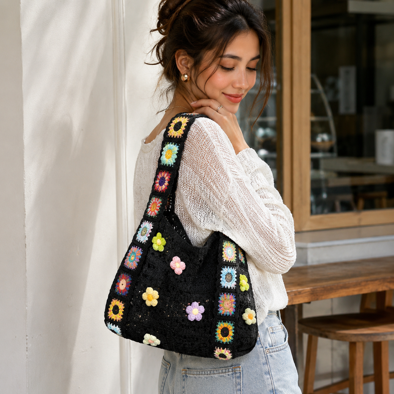 Bolsa Transversal Floral Patchwork