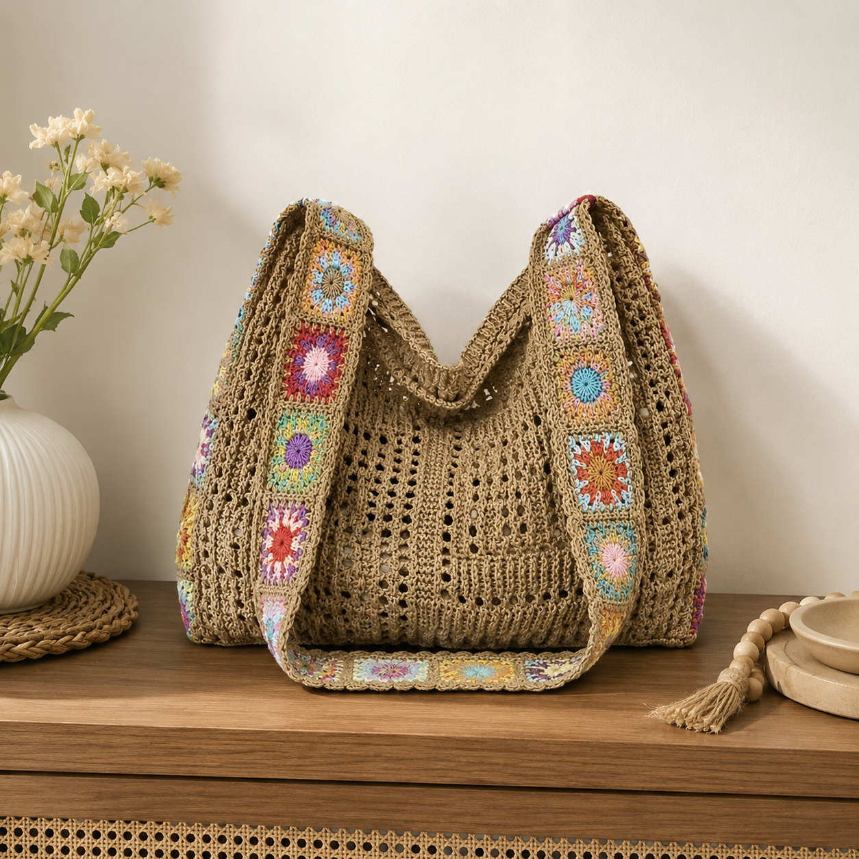 Bolsa Transversal Floral Patchwork