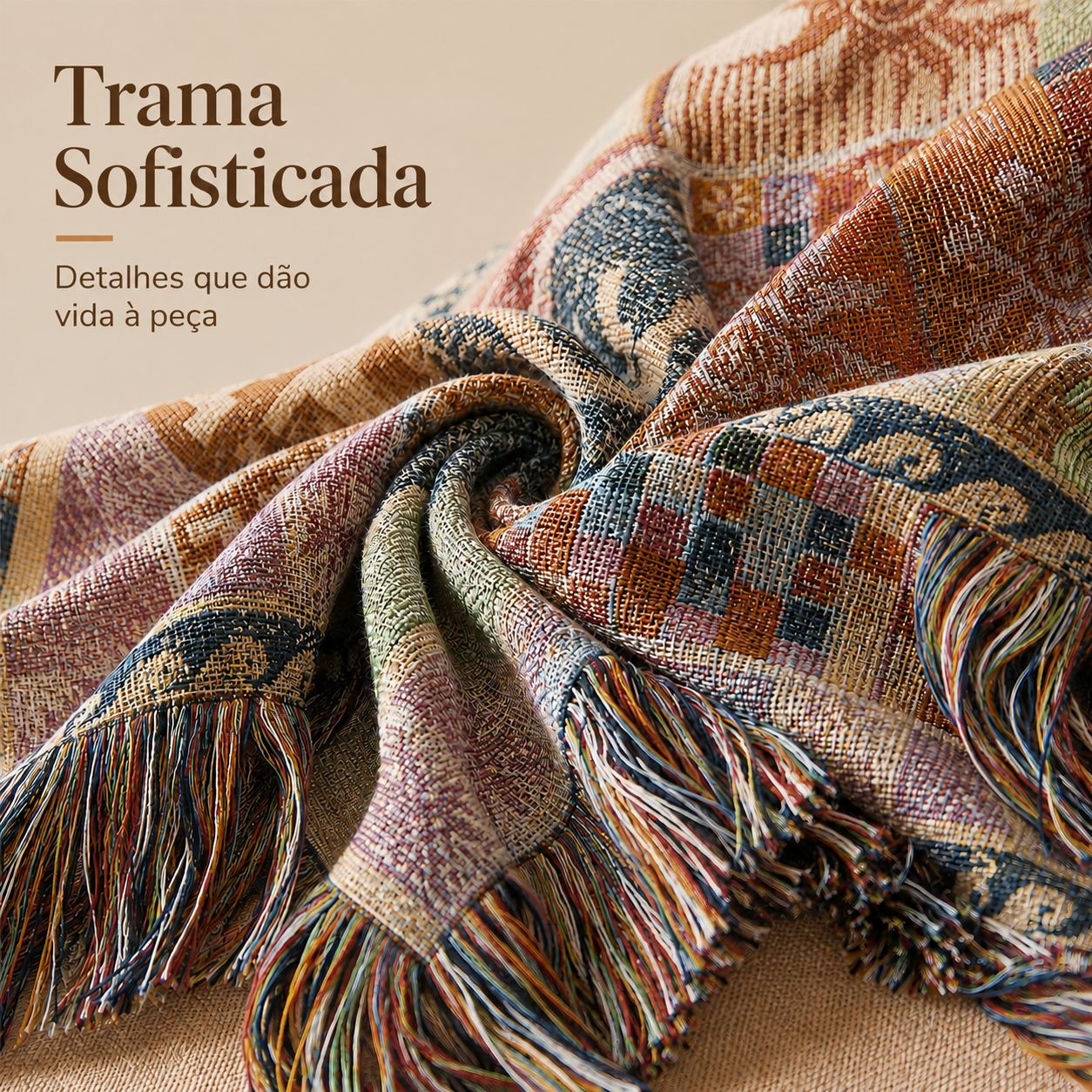 Manta Decorativa Sol & Lua – Estilo Boho