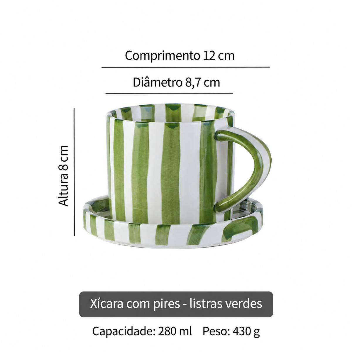 Xícara de Porcelana Listrada para Café da Manhã