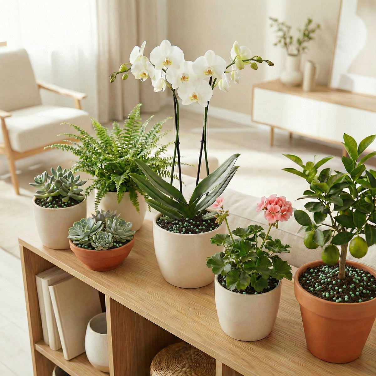 Planta saudável nutrida com esferas VitalFlora
