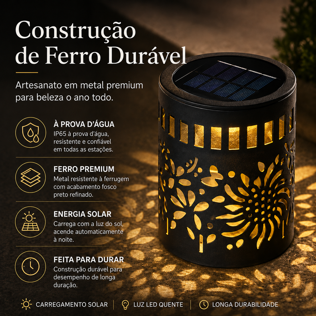 GlowGarden - Lanterna Solar Decorativa para Jardim