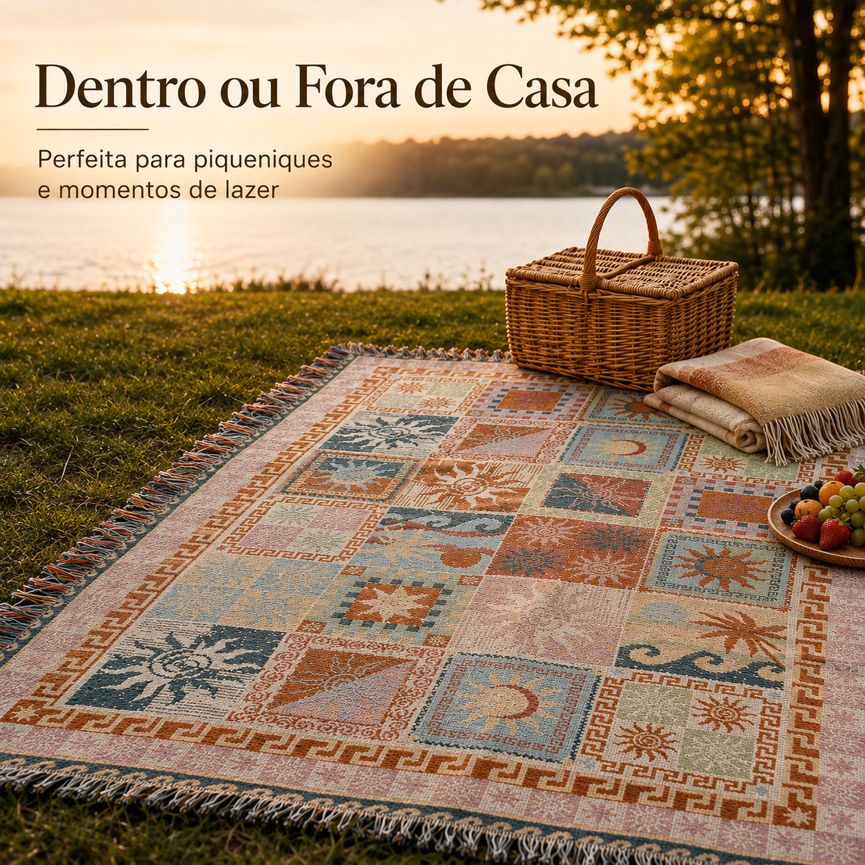 Manta Decorativa Sol & Lua – Estilo Boho