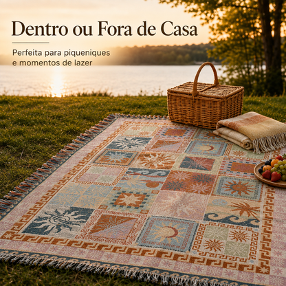 Manta Decorativa Sol & Lua – Estilo Boho