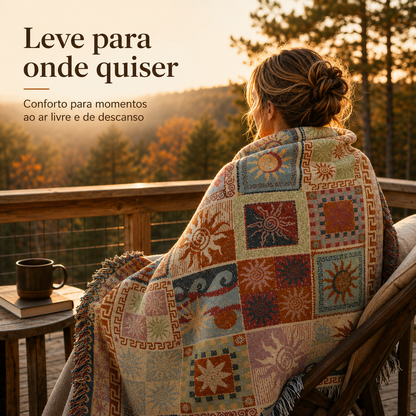 Manta Decorativa Sol & Lua – Estilo Boho