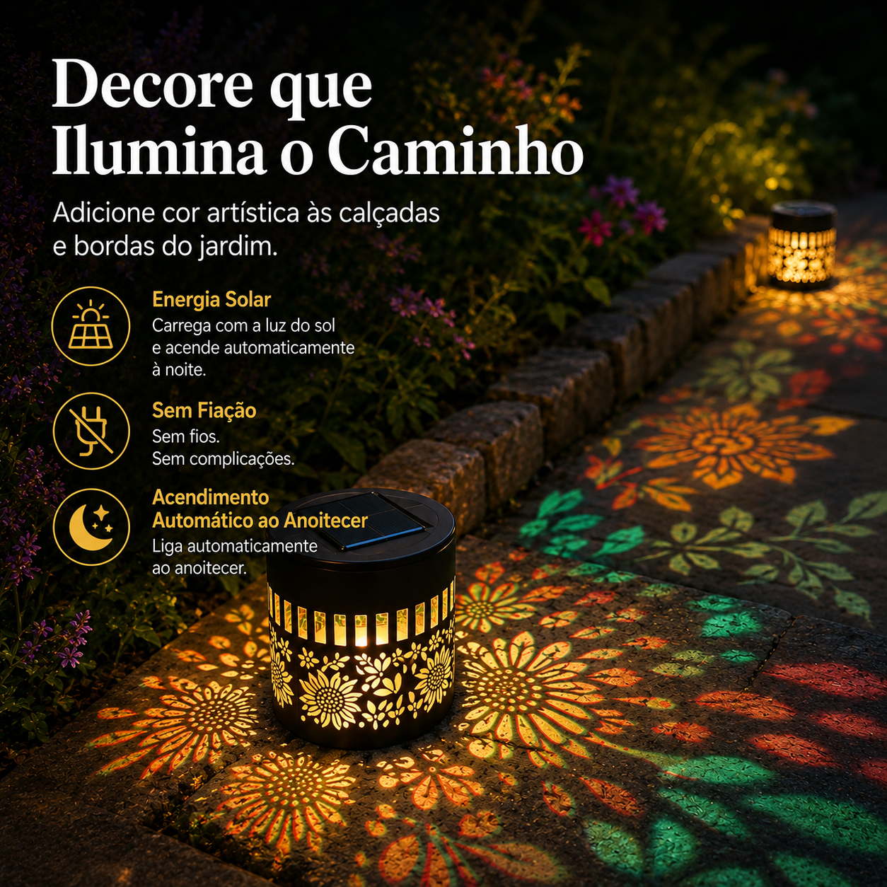 GlowGarden - Lanterna Solar Decorativa para Jardim