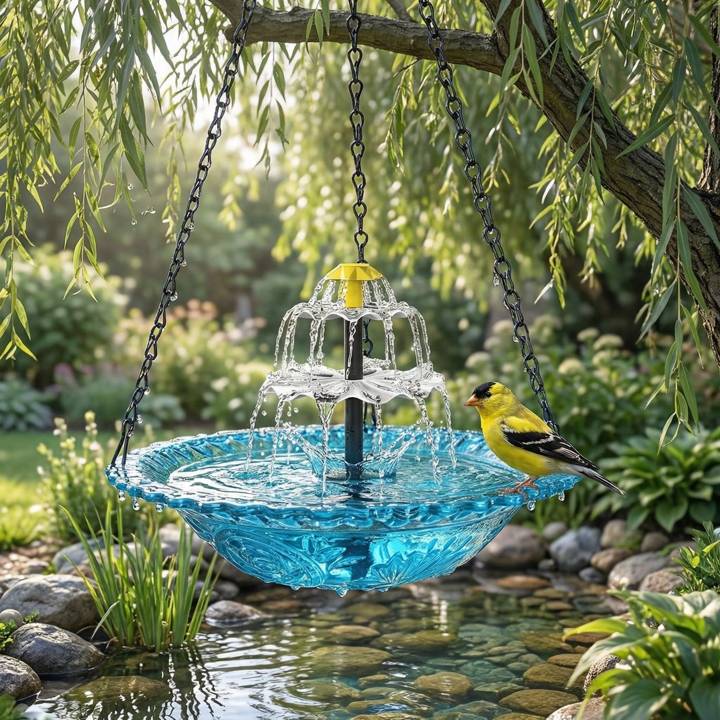 AquaBird - Fonte Solar Suspensa para Banho de Pássaros
