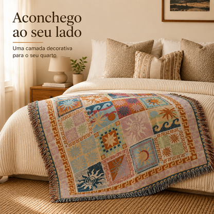 Manta Decorativa Sol & Lua – Estilo Boho