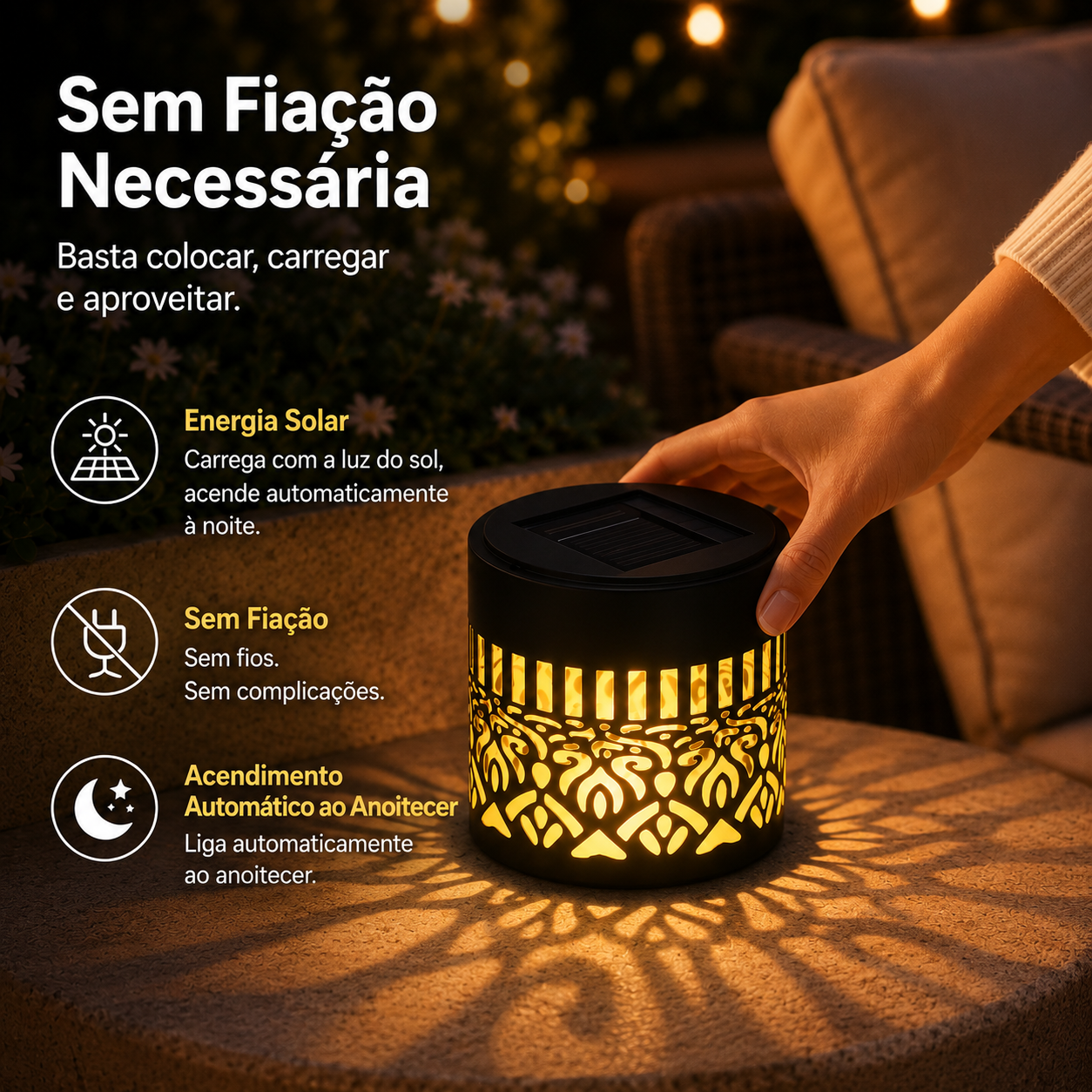 GlowGarden - Lanterna Solar Decorativa para Jardim