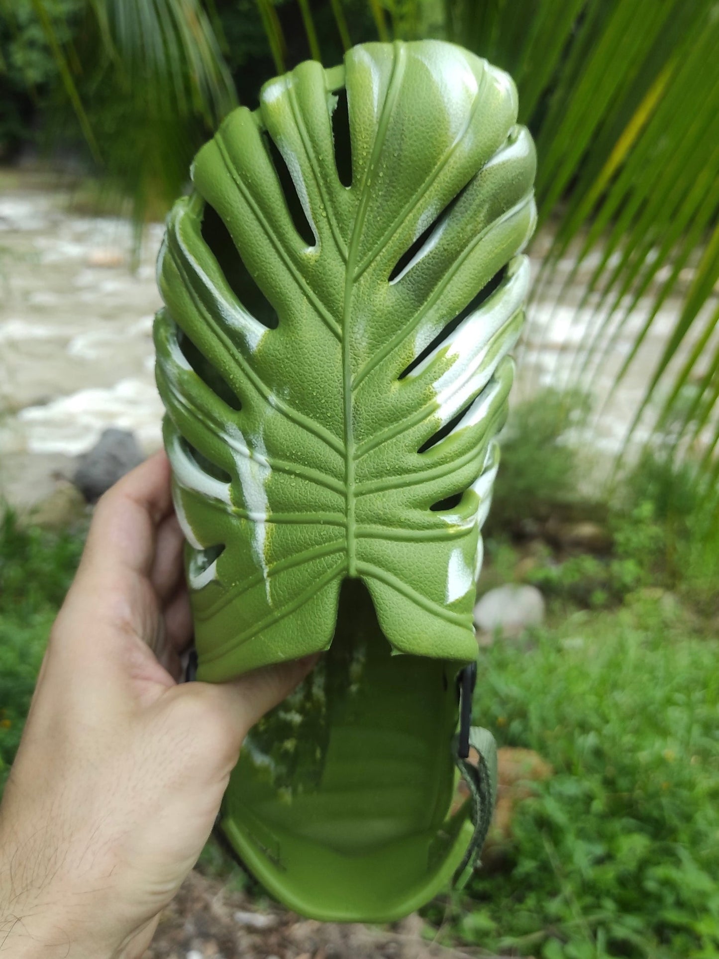 Sandália Slide EVA Estampa Monstera