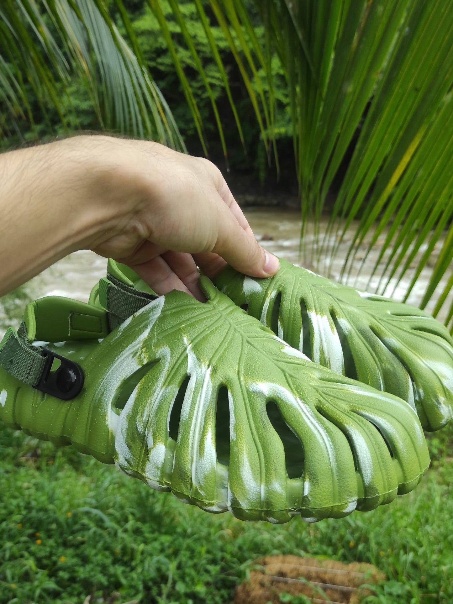 Sandália Slide EVA Estampa Monstera