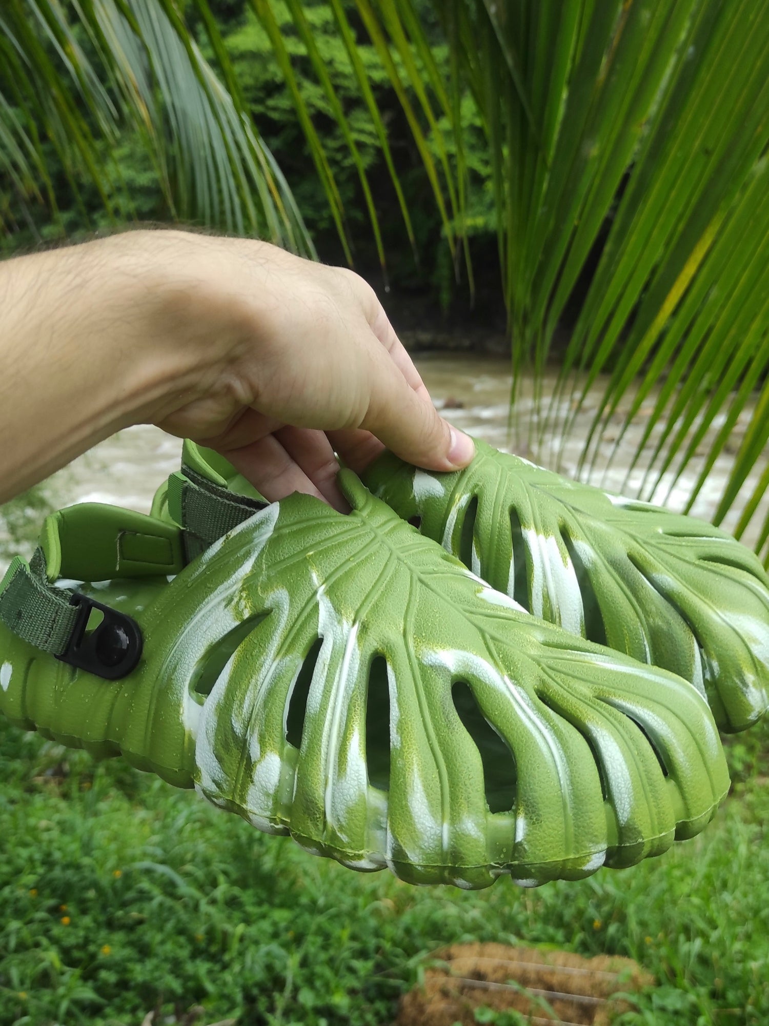 Sandália Slide EVA Estampa Monstera