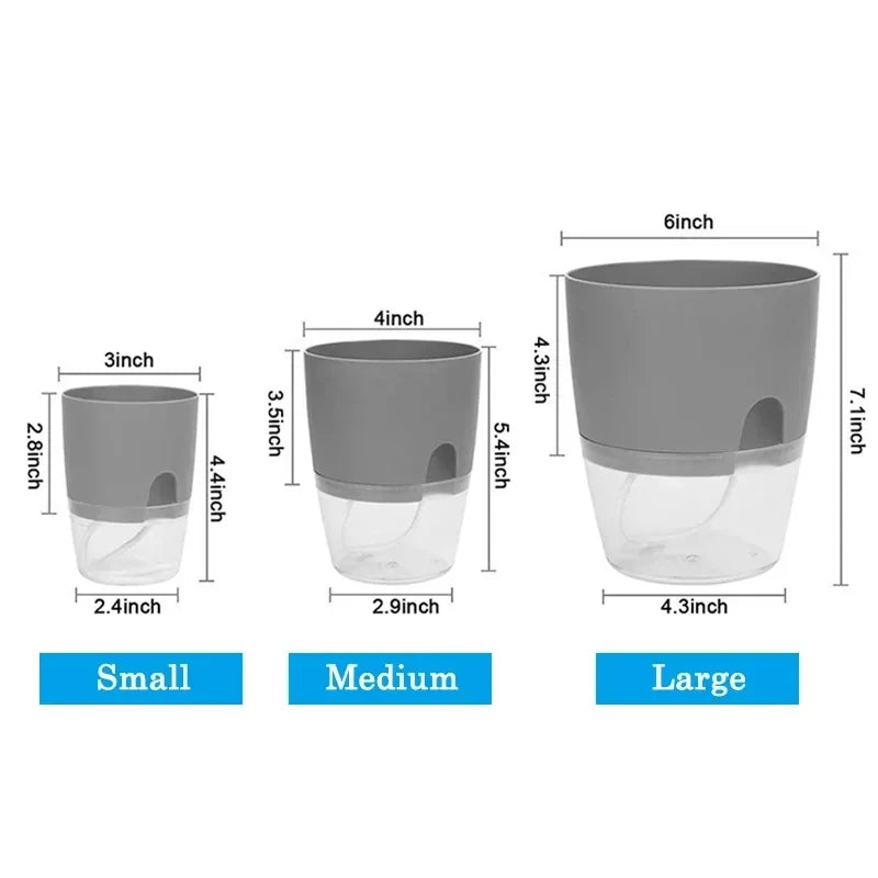 Vaso Autoirrigável Transparente com Reservatório de Água