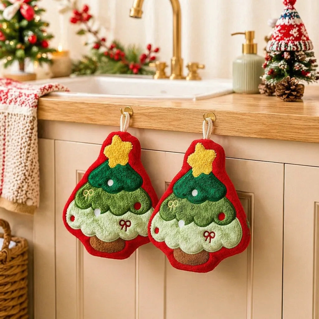 Kit de toalhas de mão de Natal com alça — 2 peças