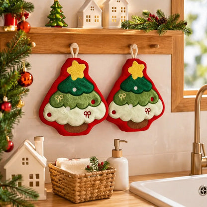 Kit de toalhas de mão de Natal com alça — 2 peças
