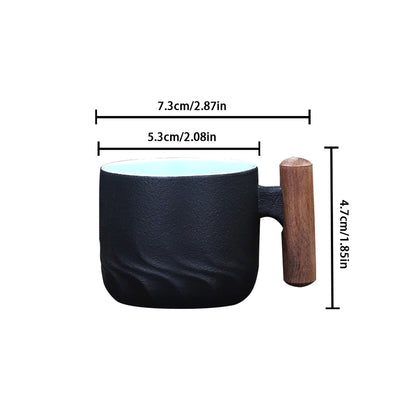 Caneca de Cerâmica com Cabo de Madeira para Café e Chá