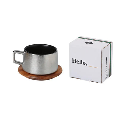 Xícara de Café com Pires Dourado Kit Presente