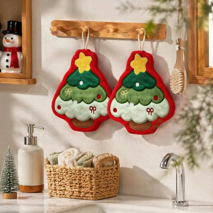 Kit de toalhas de mão de Natal com alça — 2 peças