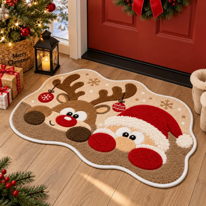 Tapete de Natal Renas e Papai Noel