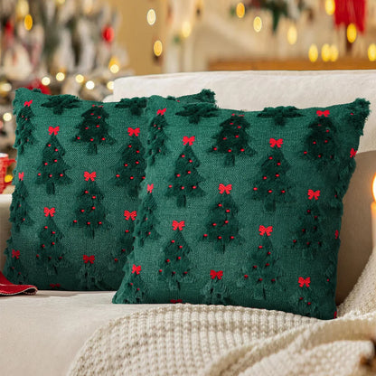Capa de almofada de Natal com textura — Sino com laço