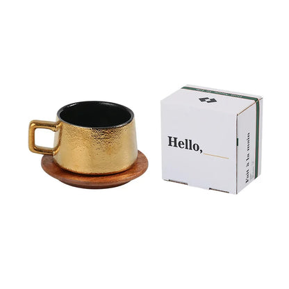 Xícara de Café com Pires Dourado Kit Presente