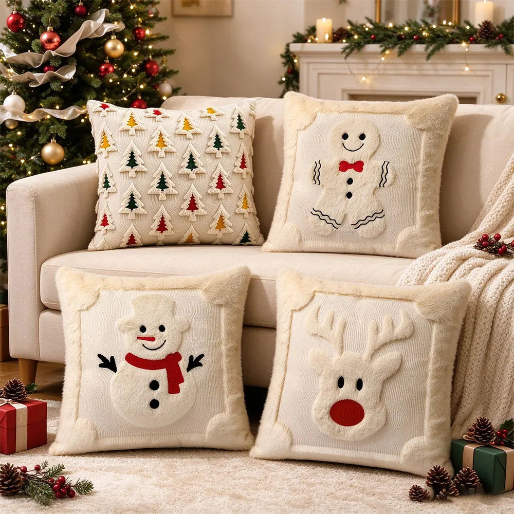Capa de almofada de Natal em pelúcia — Árvores