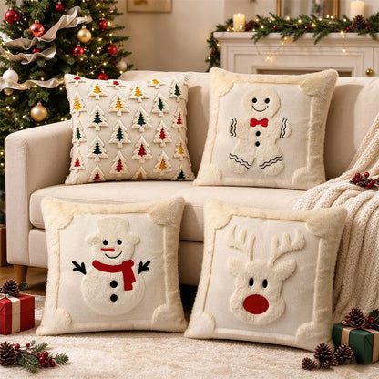 Capa de almofada de Natal em pelúcia — Árvores