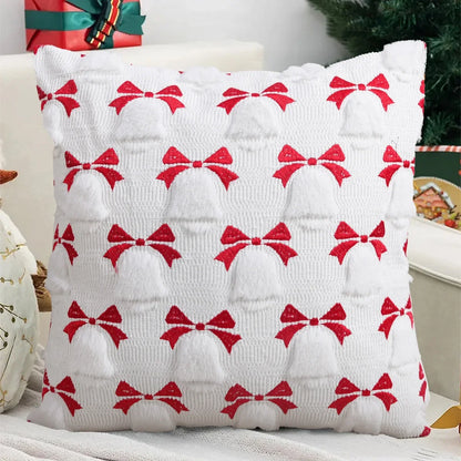 Capa de almofada de Natal com textura — Sino com laço