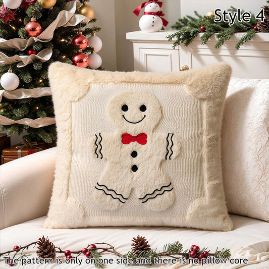 Capa de almofada de Natal em pelúcia — Biscoito Branco