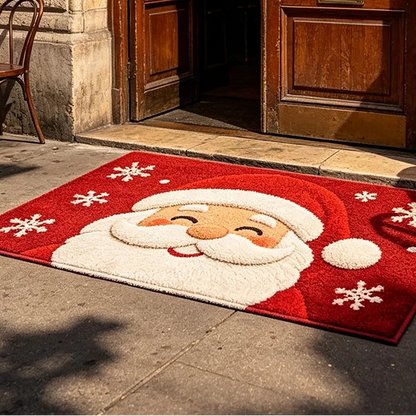 Tapete de Natal Papai Noel com flocos de neve