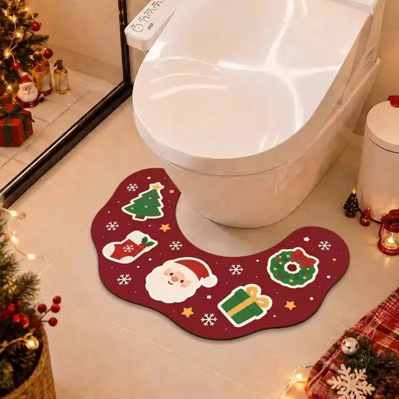 Tapete de Natal para vaso sanitário em U