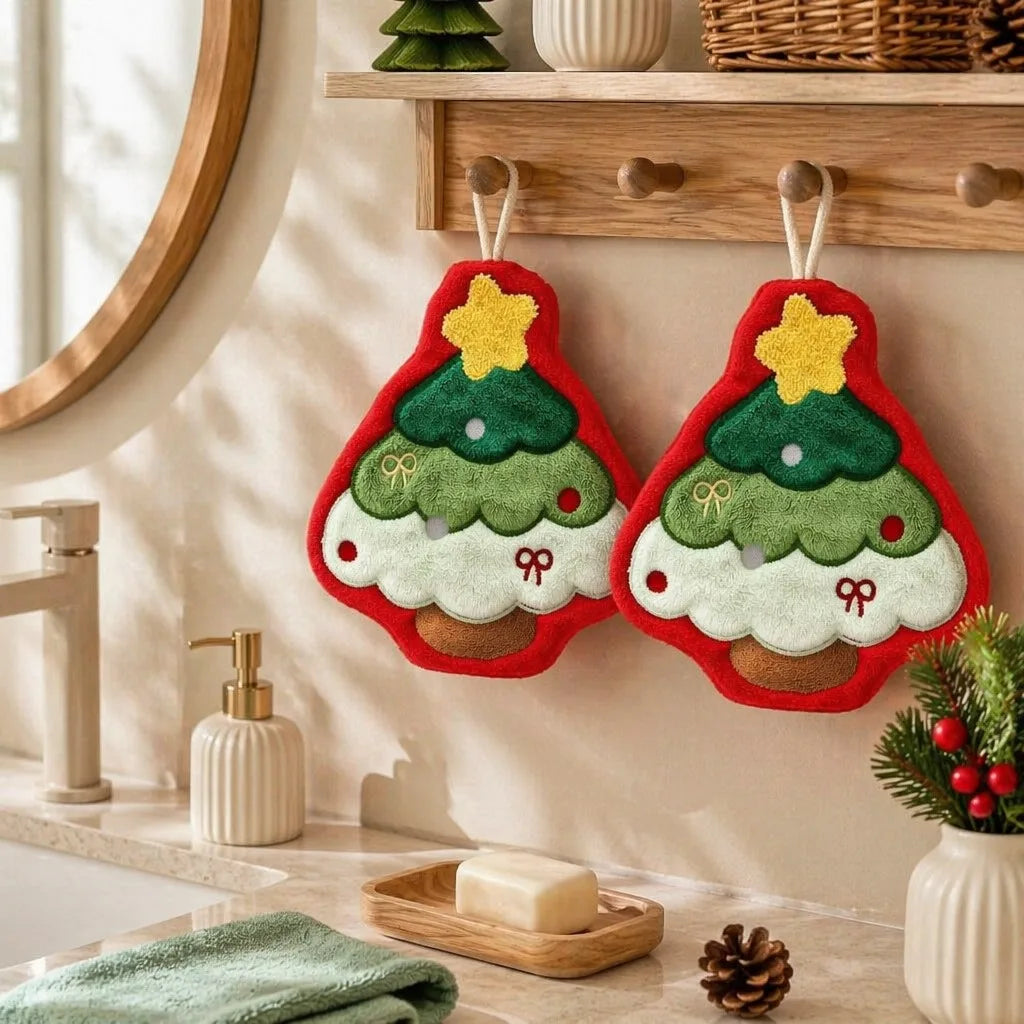 Kit de toalhas de mão de Natal com alça — 2 peças