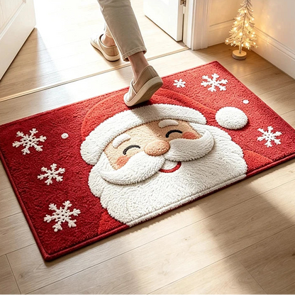 Tapete de Natal Papai Noel com flocos de neve