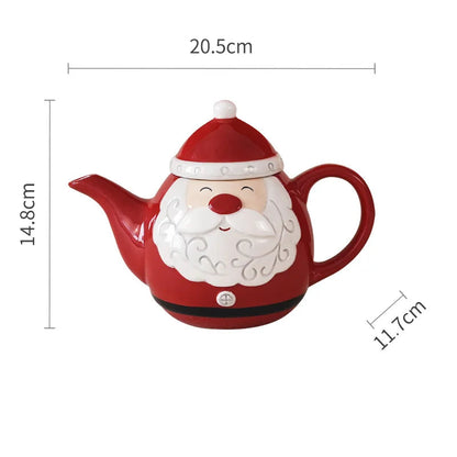 Xícara e Bule de Natal Papai Noel em cerâmica