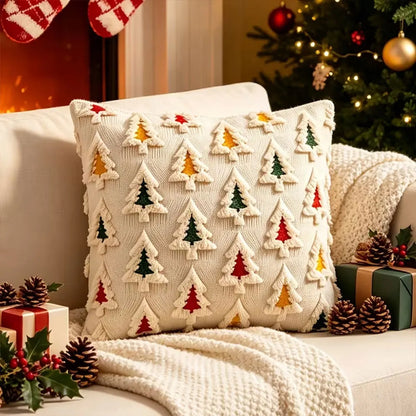 Capa de almofada de Natal em pelúcia — Árvores