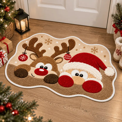 Tapete de Natal Renas e Papai Noel