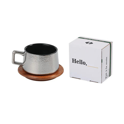 Xícara de Café com Pires Dourado Kit Presente