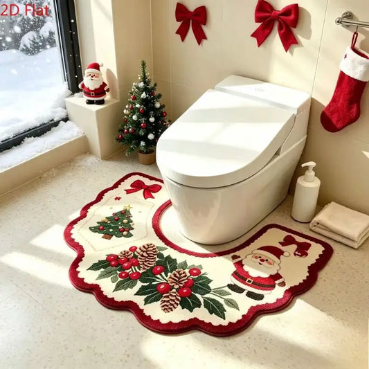 Tapete de Natal para vaso sanitário em U — coleção Creme